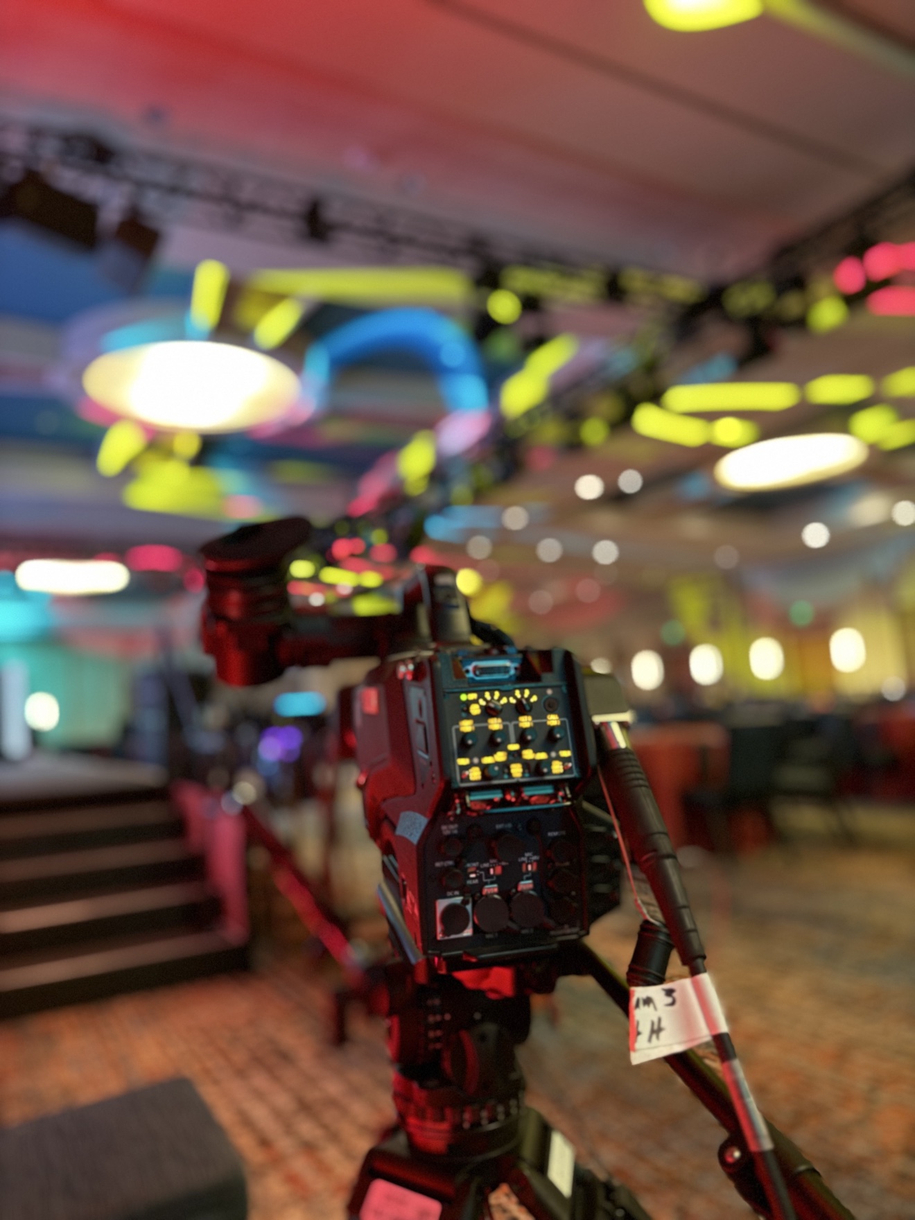 Professional broadcast camera positioned for a live event