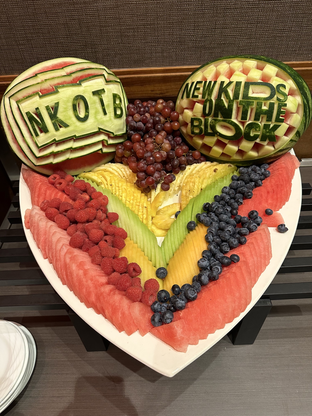 Detailed fruit display prepared for event catering