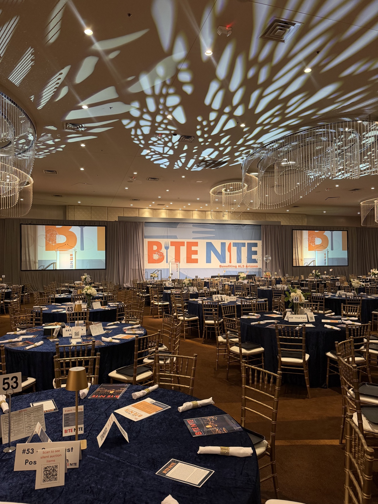 Bite Nite charity gala ballroom prepared for guests