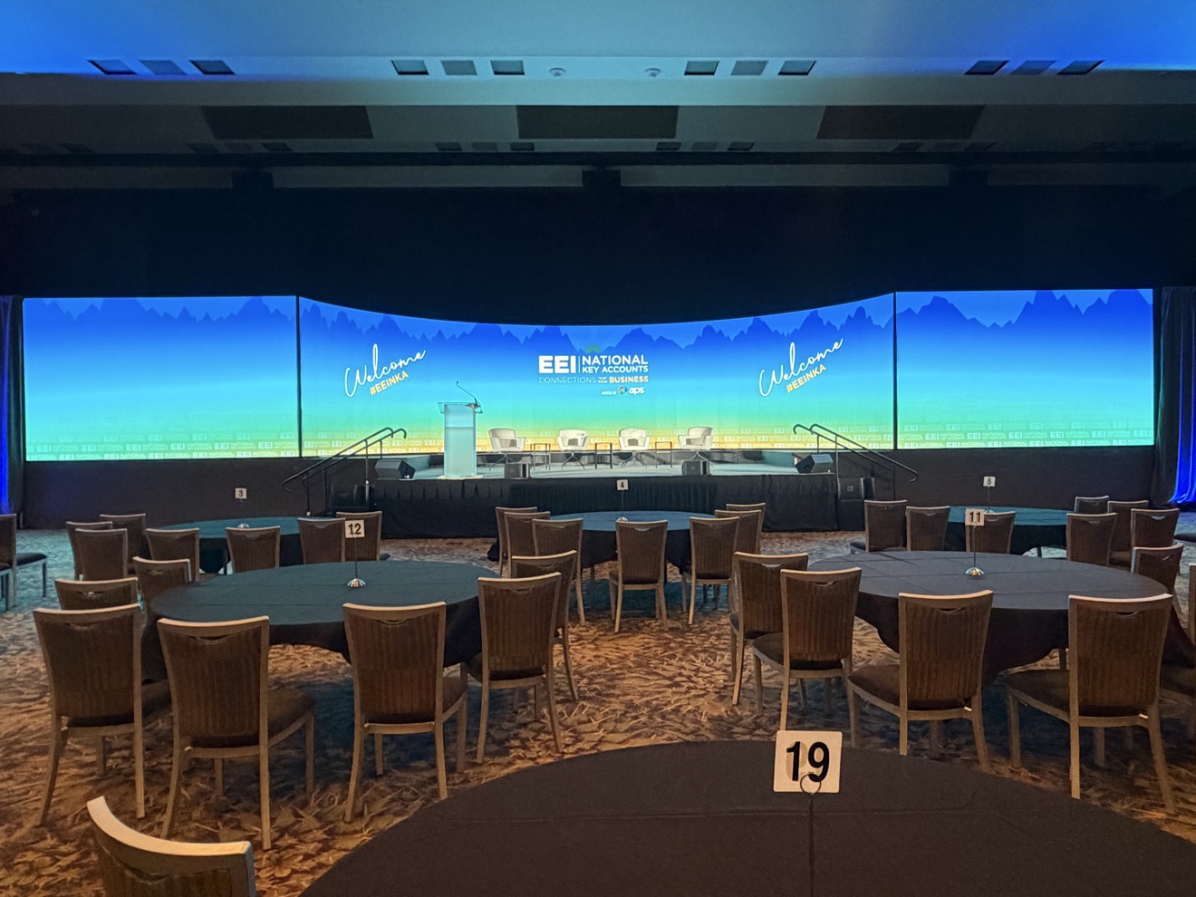 EEI keynote stage with a wide LED wall